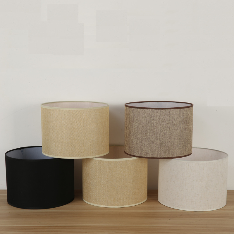 Accesorios de pantalla de lámpara e27 pantalla de lino cilíndrico lámpara de pared de lámpara de pared de lámpara de suelo pantalla de tela paquete de arte