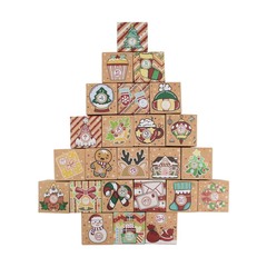 クリスマス新作ギフトクラフト紙キャンディーケース7cm角箱クリスマス祭り降臨歴1-24包装紙ケース