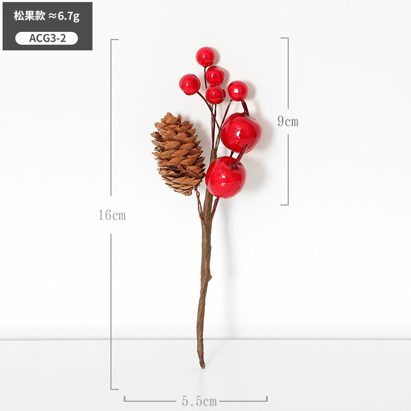 Venta al por mayor Navidad fruta roja ramas tres Navidad baya espuma fruta esquejes de árboles de Navidad simulación fruta grano flor arreglo Accesorios