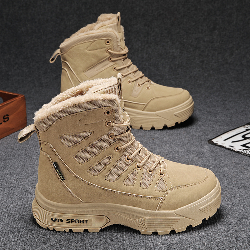 야외 남성용 등산화, 벨벳으로 따뜻하고 편안함, 겨울 스키 남성용 크로스보더 스노우 부츠, 하이탑 스포츠 면화