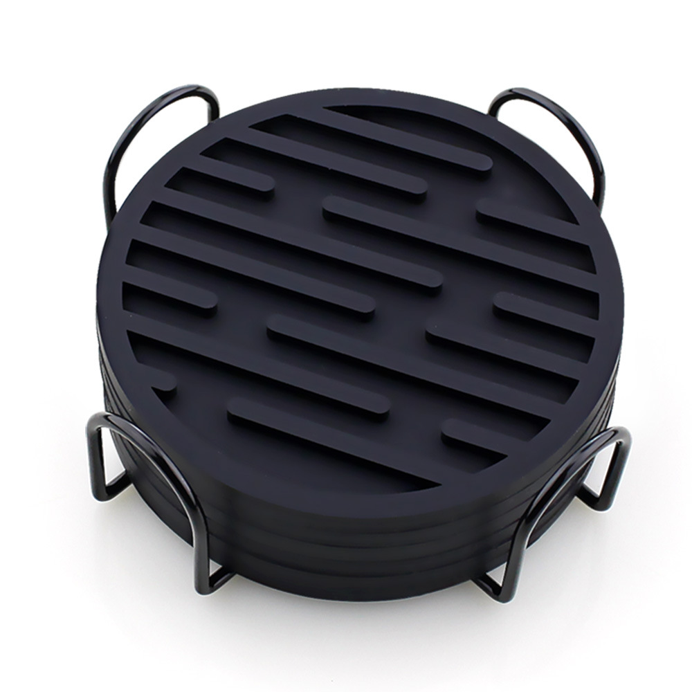 Amazon puede imprimir logo almohadilla de aislamiento térmico juego de silicona posavasos 10cm posavasos de té anti-escaldado alfombra redonda antideslizante para el hogar