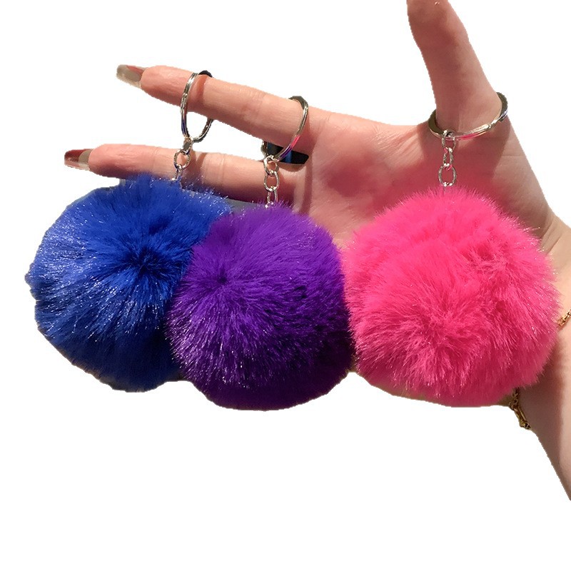 Gran bola de peludo llavero auténtico lindo peludo colgante llave de coche estudiantes pareja regalos colgante al por mayor