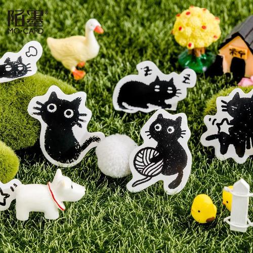 Momo Boxed Stickers Mr. Edgar Series Cat Themed Handbook DIY Material Decoration Stickers Cross-border