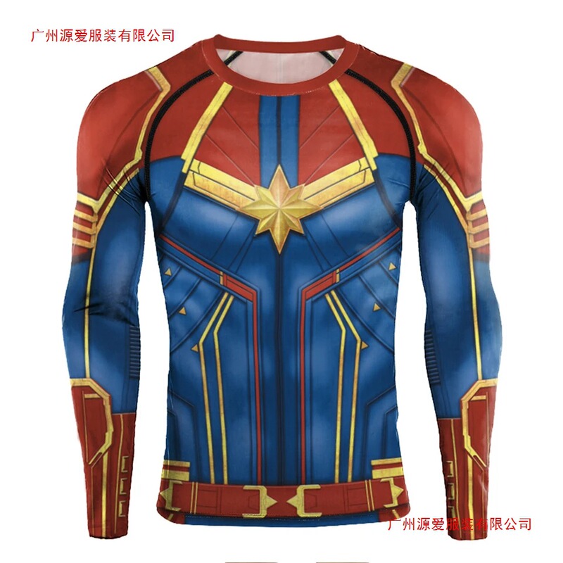 Men's Compression T-Shirt Long Sleeve 3D Tight Fitness Gym Sports Digital Printing Running Shirt Hero Jersey Cos