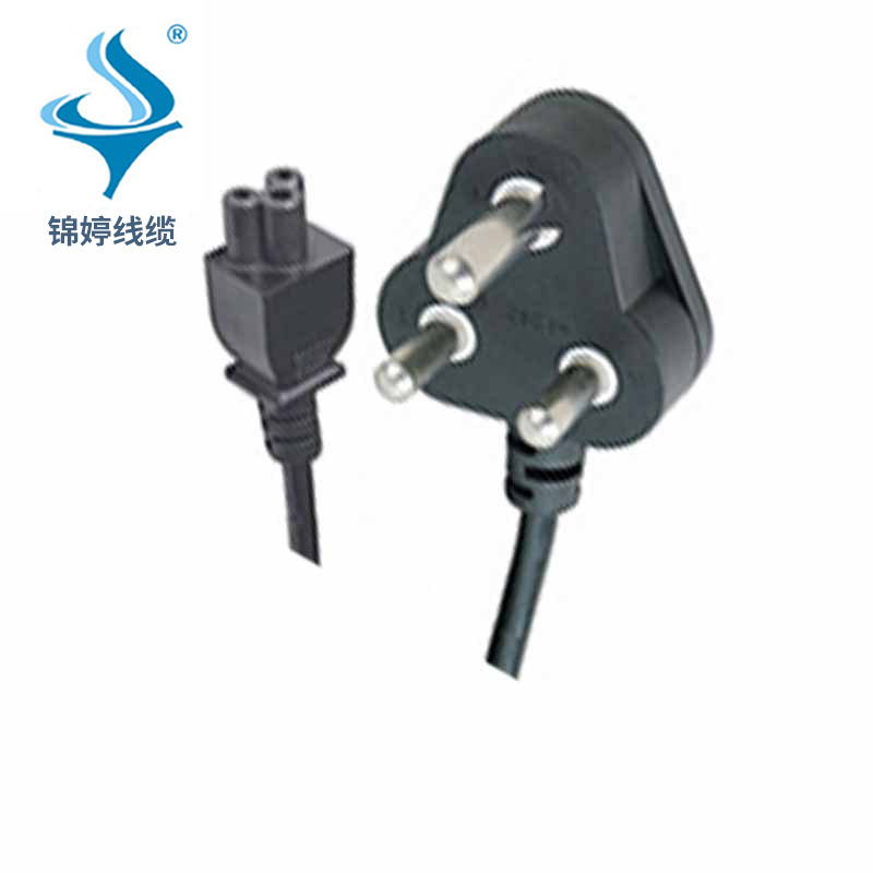 供应SABS认证三芯大小南非品字尾电源线 小南非8字标准尾电源线