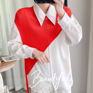 Korean-Style Knitted Vest Shawl, Solid Color, Simple Outerwear, Fashionable and Versatile, Soft and Comfortable Fabric, Layering Essential