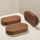 Oval black walnut wooden support display stand base desktop decoration walnut bracket perforated wooden support base