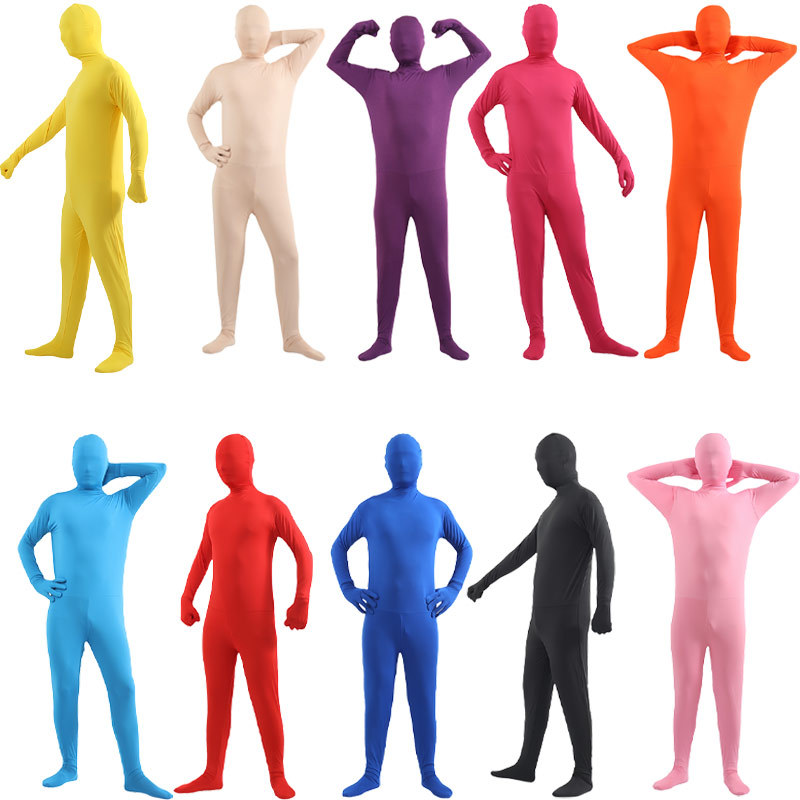 Disfraz invisible de una pieza para hombre adulto de Halloween, disfraz invisible transpirable ajustado para mujer, hombre negro, ropa de disfraz de actuación para hombre invisible