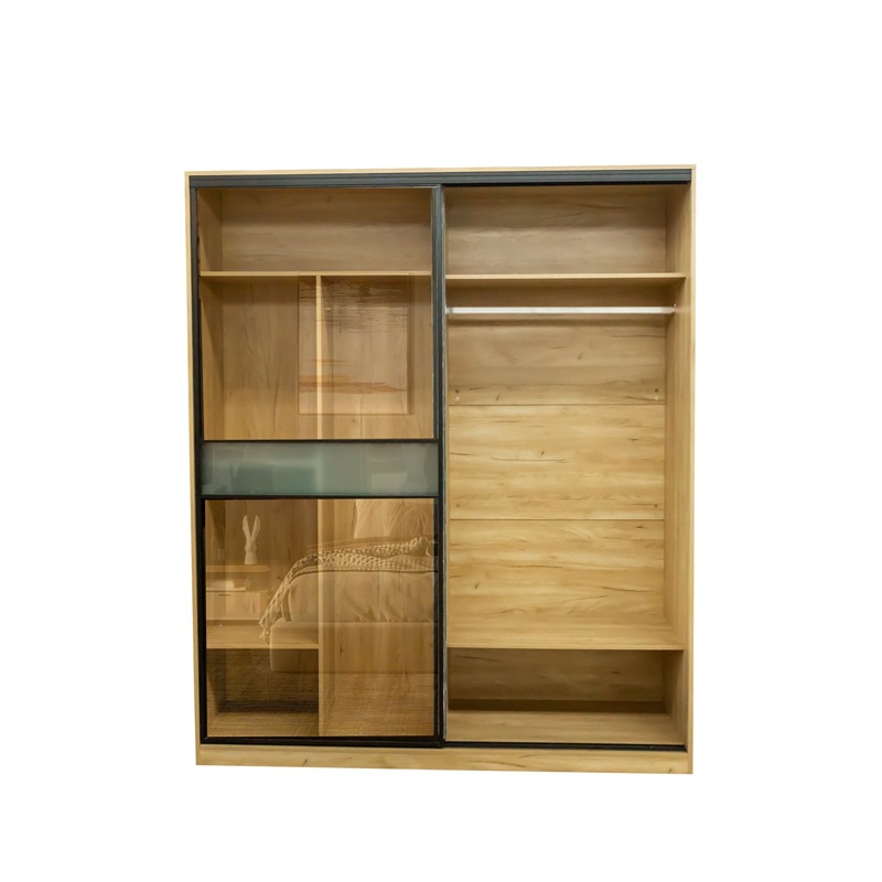 De alta calidad armario dormitorio puerta plana armario de almacenamiento armario ropa colgando armario de vidrio gabinete moderno estilo minimalista image 6