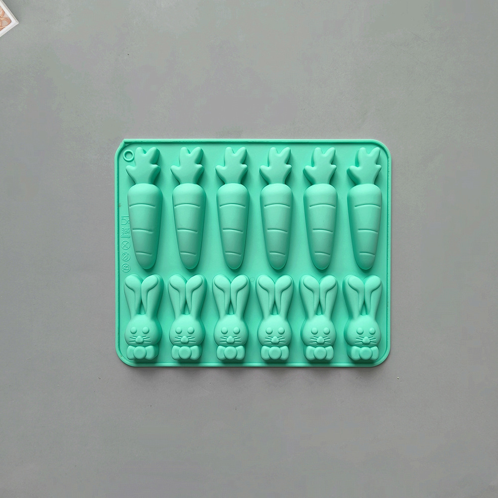 Nuevo conejo de zanahoria chocolate horneado galletas molde de silicona 3D hielo pastel decoración inserto 750