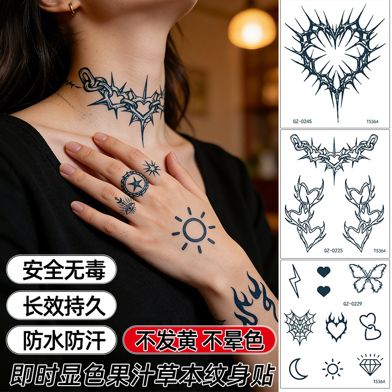 Cross-Border Herbal Tattoo Stickers Waterproof European and American Cartoon Temporary Children's Long-Lasting Small Fresh Juice Tattoo Stickers Customization