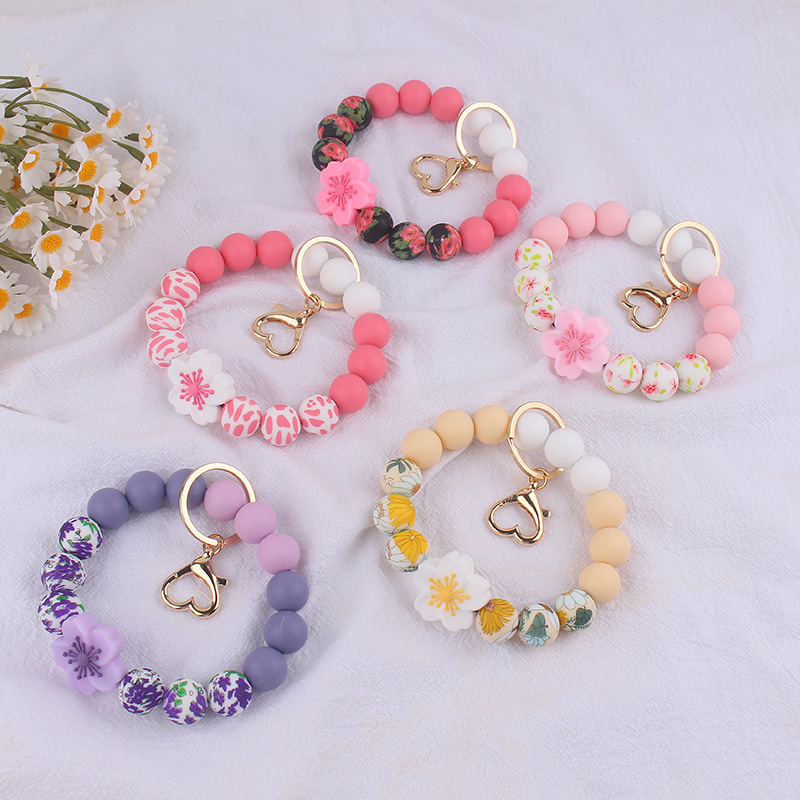 Silicone Begonia Daisy European and American Cross-Border Jewelry Silicone Keychain Flower Bracelet Bracelet