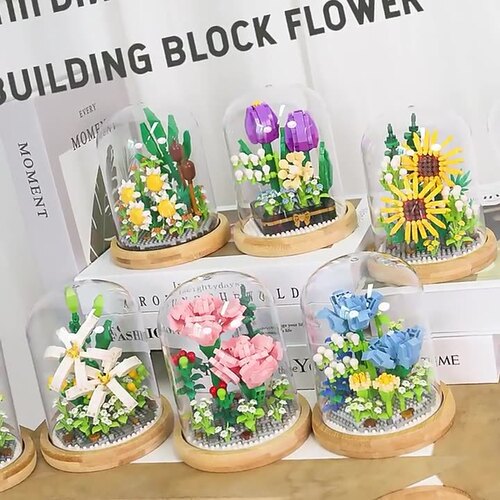 Compatible with LEGO eternal bouquet small particle assembly toy building blocks for girls rose educational ornaments institutional gifts
