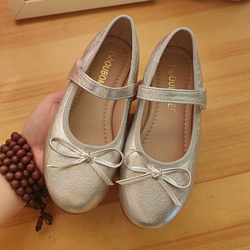 2025 весна и осень новая обувь принцессы лук удобная обувь для девочек родная мать и ребенок балет мягкая подошва одиночные туфли