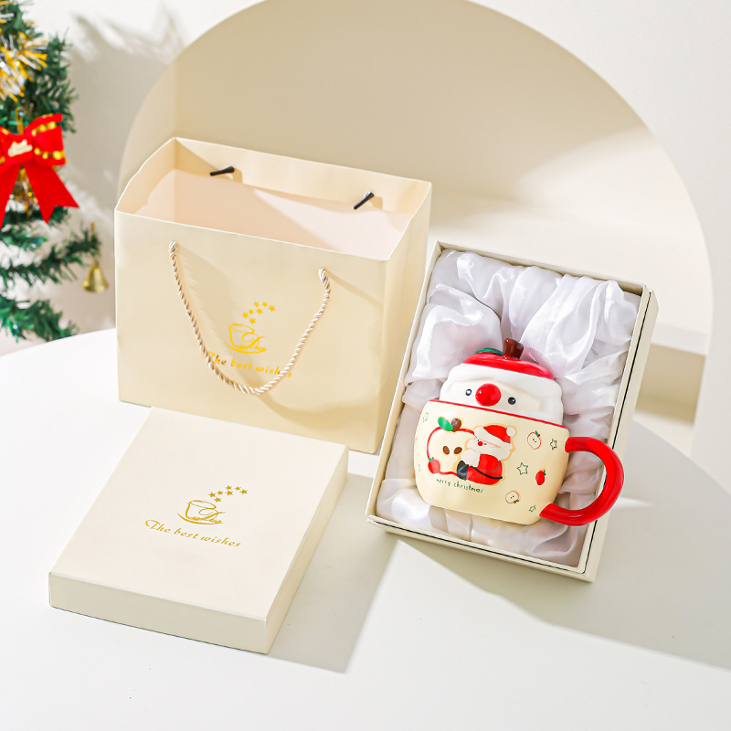 Regalos de Navidad tazas de cerámica con tapa de taza de marca creativa para chicas lindas tazas de agua caseras de oficina