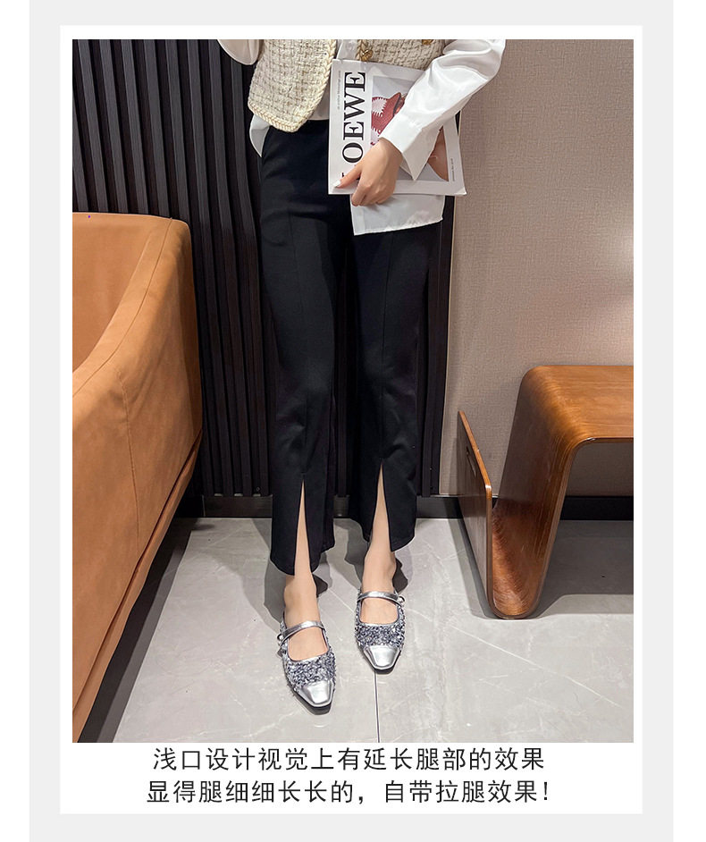 Dép mule sandal nữ bít mũi vuông quai ngang đính sequin lấp lánh, gót thấp 1–3 cm — Màu bạc, Màu đen chi tiết 17