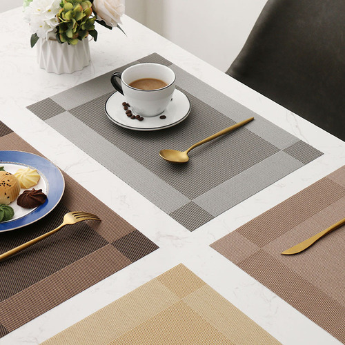 pvc placemat double frame diagonal frame Japanese European table mat waterproof non-slip insulation mat plate mat coaster student mat