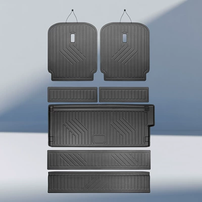 Six Sheep Brand Tpe Rear Seat Back Cushion Car Mat Carpet Trunk Mat Suitable for Zeekr 9X Car Trunk Mat (Trunk Mat) - jk-9x-tail-box-pad-backrest-floor-door-tpe-black-7-pieces-default-specifications