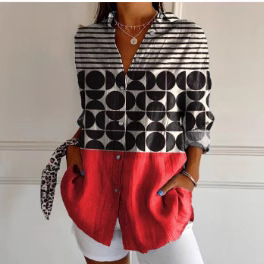 New 2025 Women's Long Shirt Women's Summer European and American Trendyy Long-Sleeved Shirt Printed Pattern Printed 3D Shirt