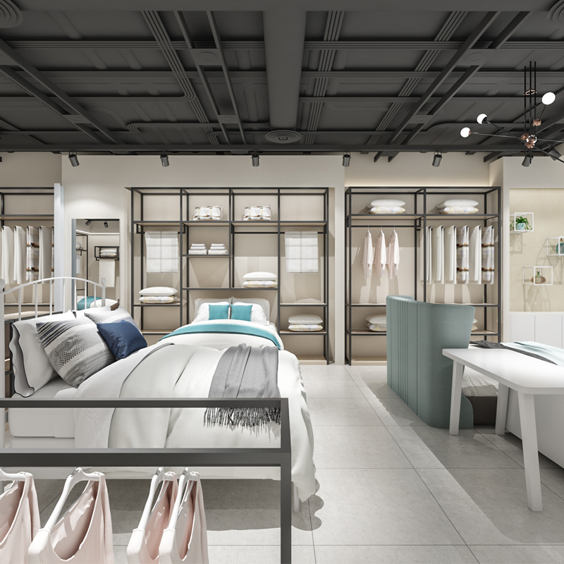 Estante de hierro montado en la pared estante de múltiples capas estante de exhibición de lujo ligero sala de exposiciones producto muestra de tela tienda de textiles para el hogar estante de exhibición