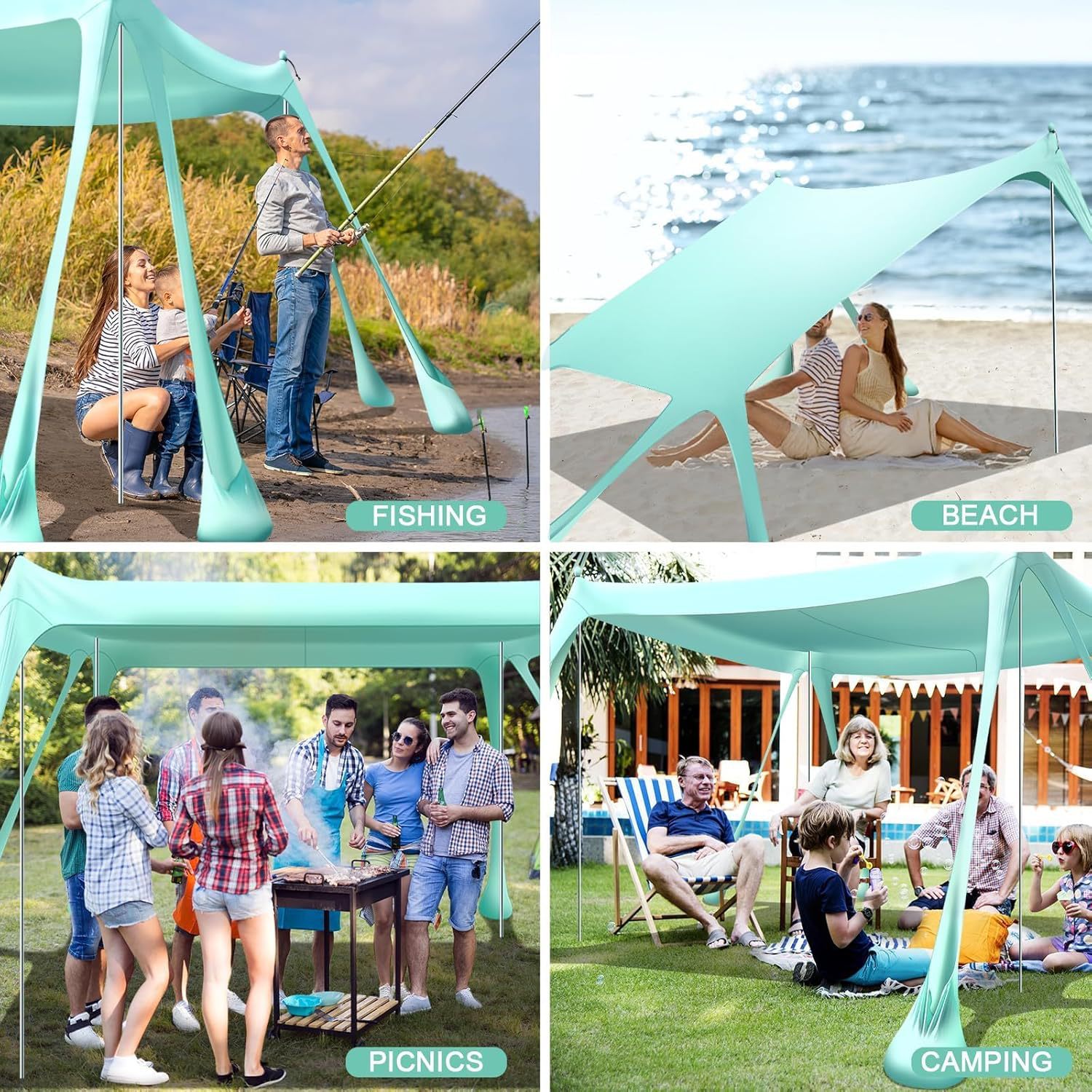 Lycra Canopy Outdoor Portable Octagonal Beach Tent Amazon Best-Selling Anti-Uv One-Piece Sunshade Canopy