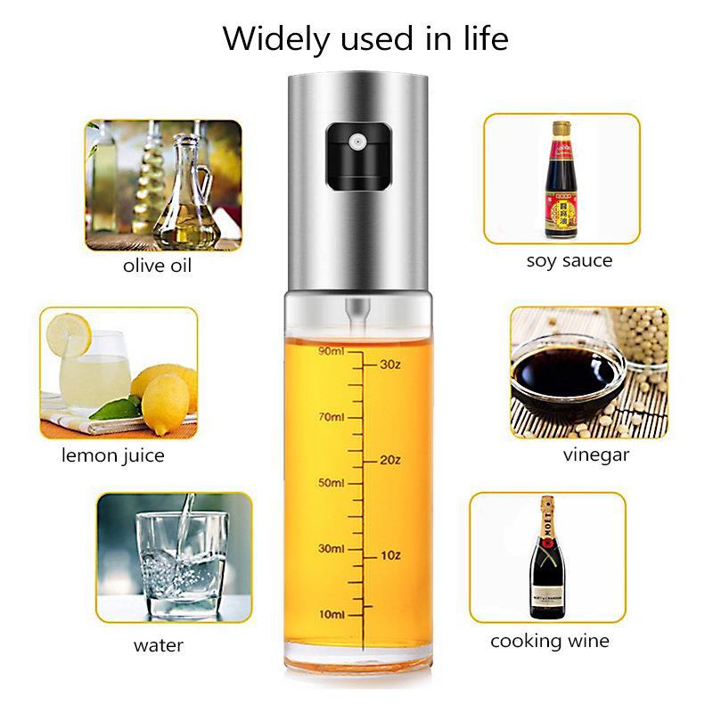 Botella de spray de aceite de barbacoa botella de spray 100ml de aceite de vidrio vinagre salsa de soja botella de spray condimento de aceite dispensador
