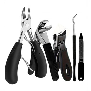 Spot Cross-Border Stainless Steel Elbow Rubber Plastic Nail Scissors Nail Clippers Powder Die-Cast Nail Clippers Manicure Pliers Set
