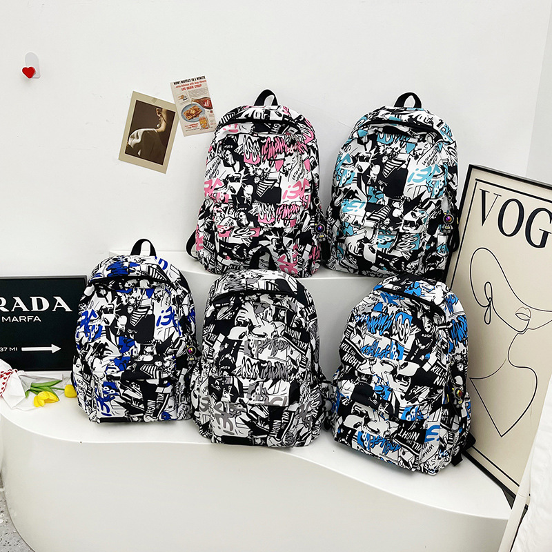 Backpack Student Large Capacity 2024 New Schoolbag Korean Style Simple Printed Backpack Clutch Bag Cross-border Foreign Trade Backpack Student Large Capacity 2024 New Schoolbag Korean Style Simple Printed Backpack Clutch Bag Cross-border Foreign Trade