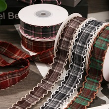2.5cm勾边格子英伦风丝带手工DIY蝴蝶结头饰服装礼品鲜花包装辅料