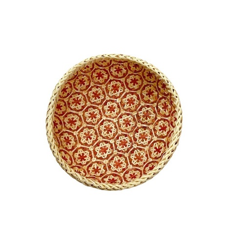 Vietnamese rattan storage basket, Japanese-style INS desktop fruit woven basket, snack box, oval bamboo woven set of three