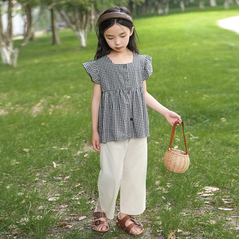 화이트 와이드 레그 크롭 팬츠