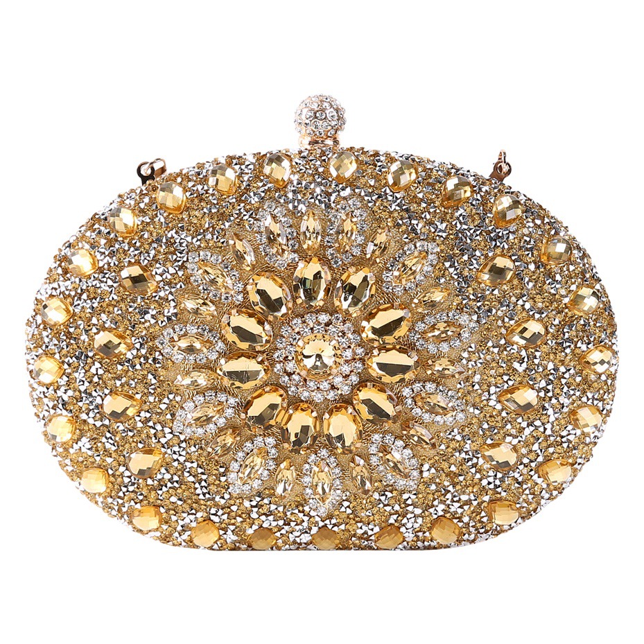 2024 New Sunflower Diamond Clutch Evening Bag Women's Dress Diamond Handheld Evening Clutch Chain Diagonal
