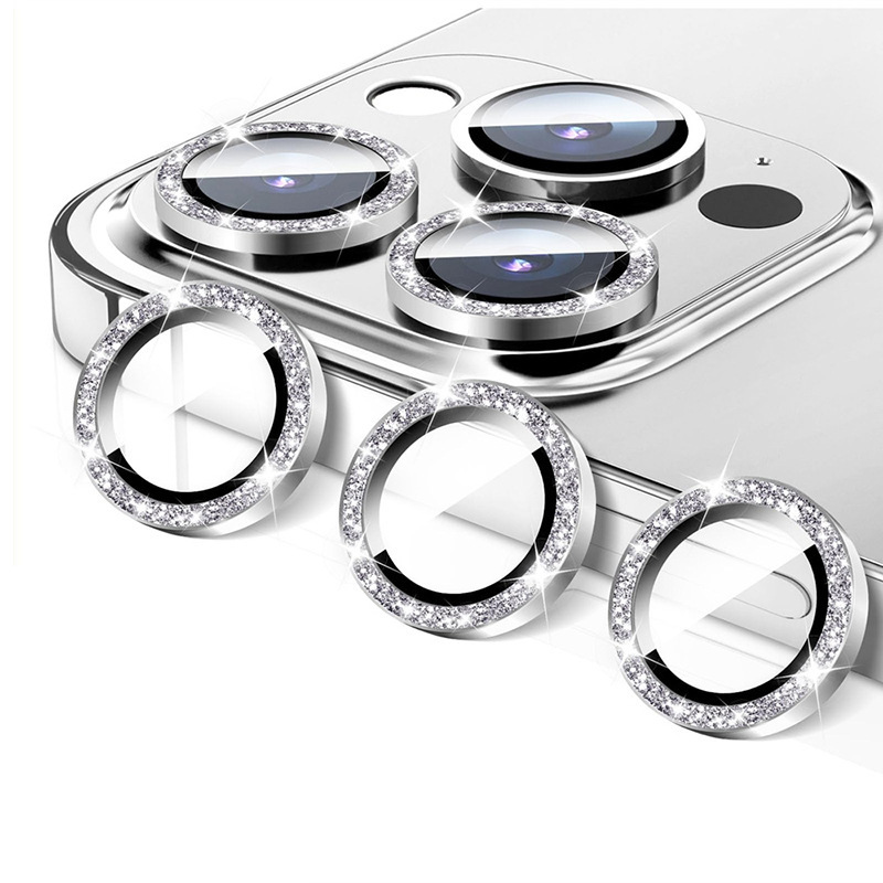 For iPhone 16 Pro Max,Glitter 9H Tempered Glass Camera Lens Protector Sticker