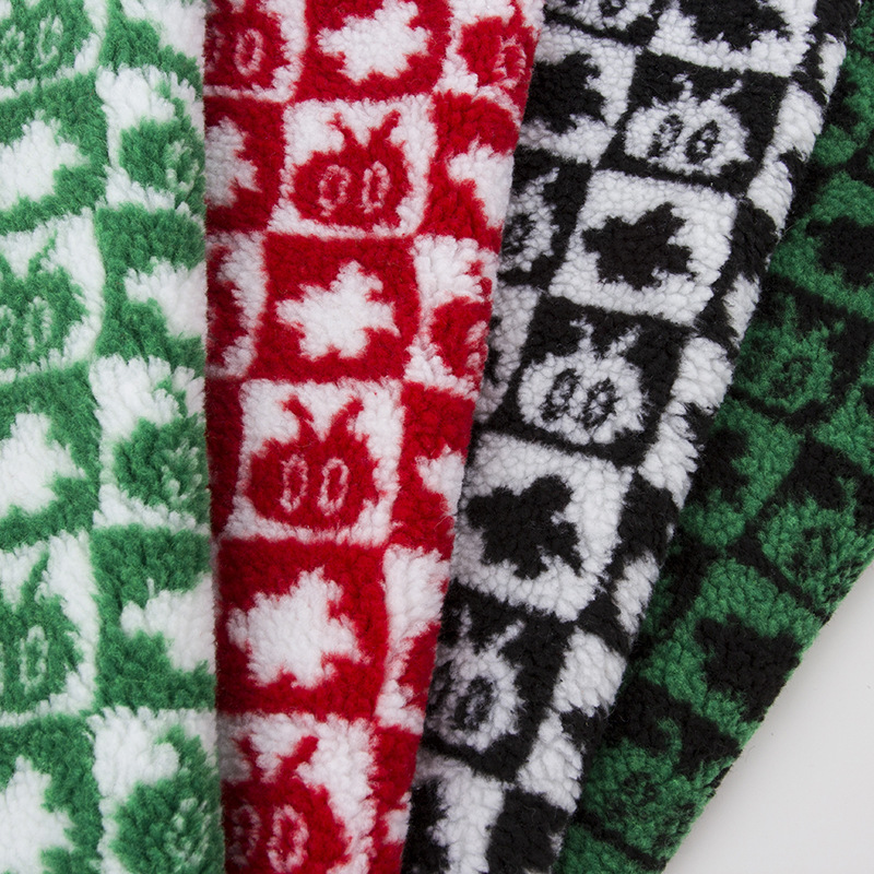 针织全涤纬编 羊羔绒提花小怪兽颗粒绒秋冬潮流服装外套马甲面料