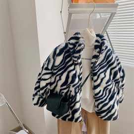 男女童秋冬装豹纹仿兔毛皮草外套加绒加厚毛毛衣女童图片色其它