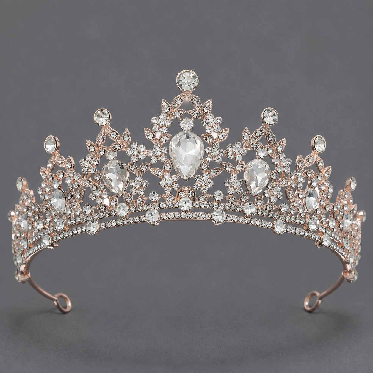Corona de aleación con diamantes de colores retro, tocado nupcial de lujo ligero, para vestido de novia, vestido de noche, corona para desfile de moda, venta al por mayor directa de fábrica. image 27