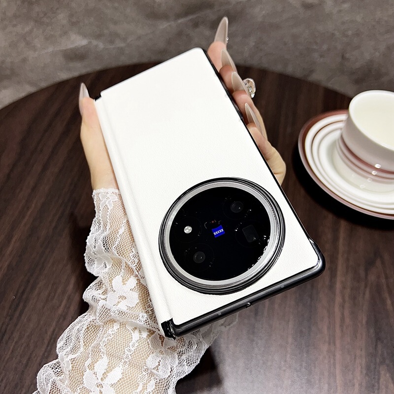 适用vivo x fold5折叠手机中轴保护商务个性创意回弹中轴素皮纹壳|undefined