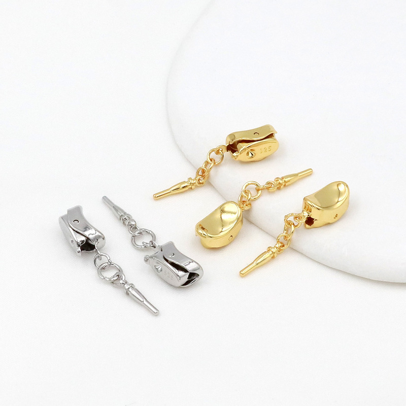 18K gold color retaining silver ingot buckle pearl stick buckle necklace bracelet clip buckle diy manual connection accessories B66