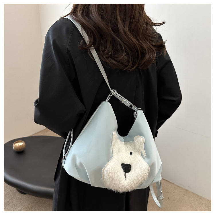 Cute little dog tote bag, women's bag, fashionable new school style backpack, large-capacity commuting single-shoulder bag undefined