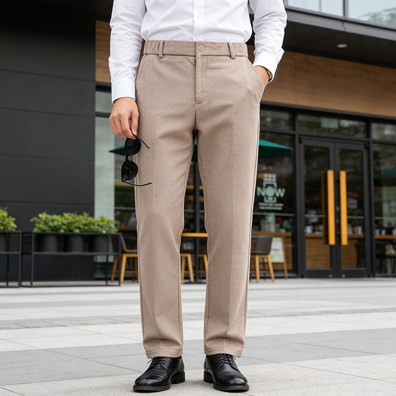 Classic British Style Straight Fit Wool-Like Dress Pants For Men - Business Casual & Office Wear (Multiple Colors & Sizes)​_voghion.com