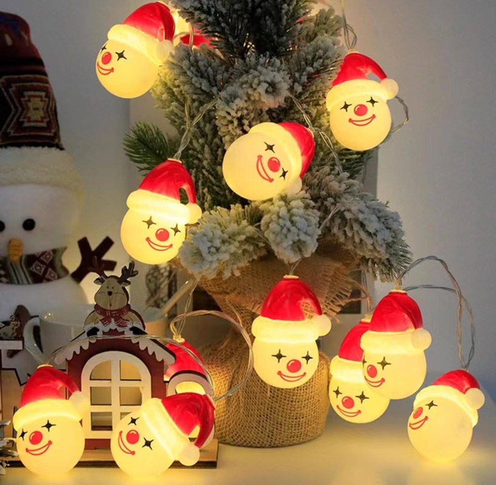 Linterna de cadena de luces de Navidad, muñeco de nieve, estrella, árbol de Navidad, habitación led, decoración de la escena del hogar, ambiente decorativo