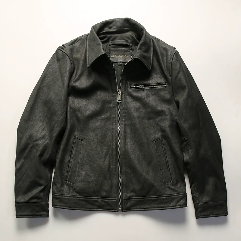 Retro matte leather jacket, American style, genuine leather