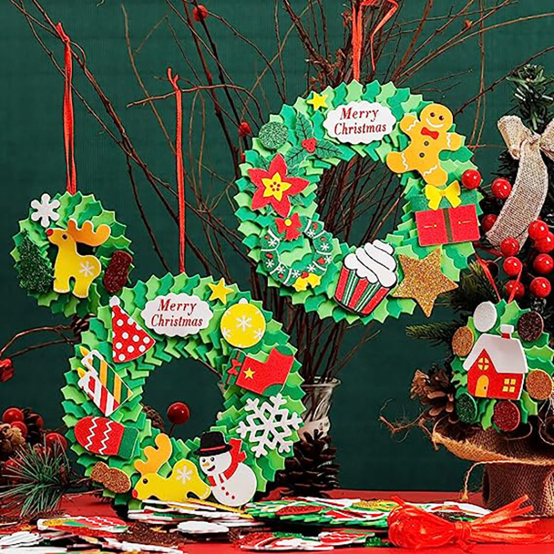 クリスマスバブル花輪工芸品セット装飾自己接着クリスマスシールサンタクロース冬青葉児童シール|undefined
