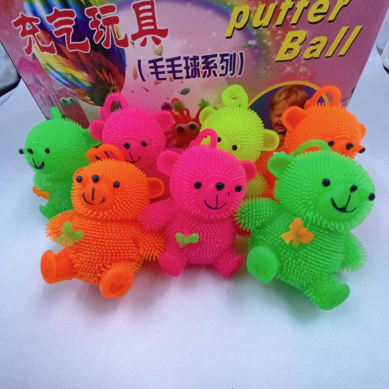 Animal de dibujos animados pellizco música elástico luminoso lindo oso de peluche flash bola de ventilación de descompresión puesto de regalo lote