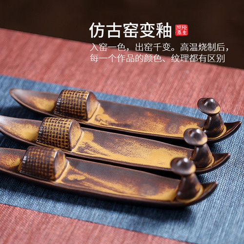 Guzhou Li Weng Temple Tibetan Incense Ceramic Aromatherapy Furnace Chinese Ceramic Incense Insert Lying Incense Furnace Agarwood Sandalwood Thread Incense Furnace