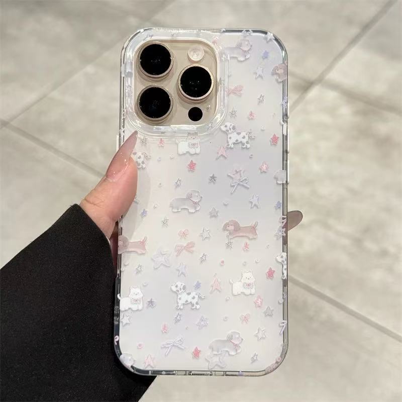 Nicho ins púrpura difuminado estrella salchicha perro para iPhone 15/14 funda para teléfono móvil Apple 16ProMax hembra