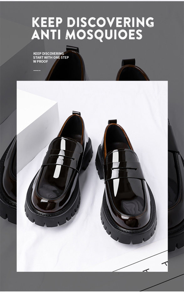 Bốt Martin nam cổ thấp mũi tròn độn đế, phong cách Anh Quốc casual, thoáng khí, chống trượt — Màu nâu, màu đen chi tiết 5
