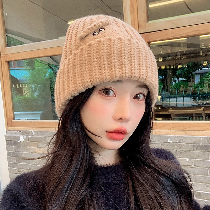 帽子女秋冬2025新款加厚保暖毛线帽时尚百搭针织帽套头包头冷帽男|undefined