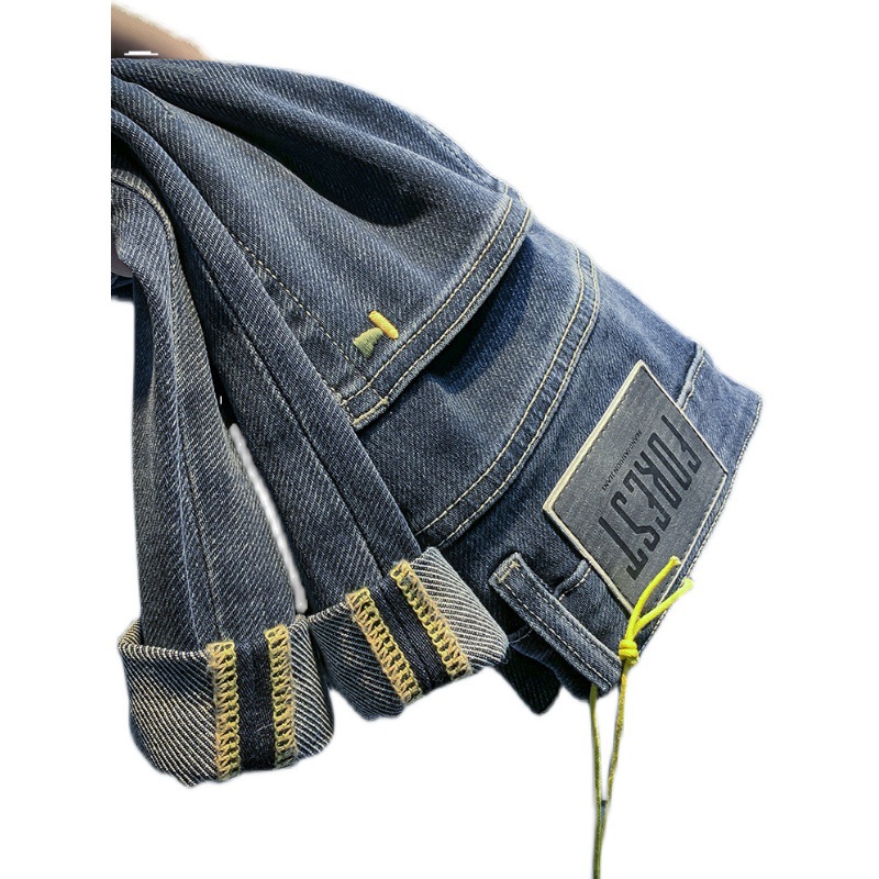 European fashion brand elastic jeans for spring and autumn new styles, high-end men's versatile slim fit small leg pants_voghion.com