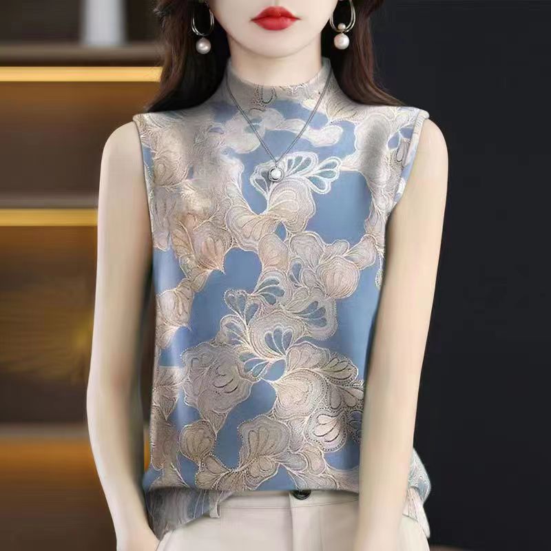 Vest Women's Summer High-Bottom Imitation Ice Silk Outer Wear Anti-Exposure Vest Suspbottomer Inner Layer Slimming High Elastic Bottoming Shirt Wholesale